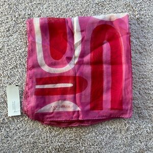 Vintage Ann Taylor Pink and White Abstract Shape Sheer Silk Scarf